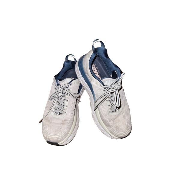 Hoka One One Bondi 6 Wide Running Shoes Womens Size 7 D Running Shoes Gray Navy - Picture 1 of 10